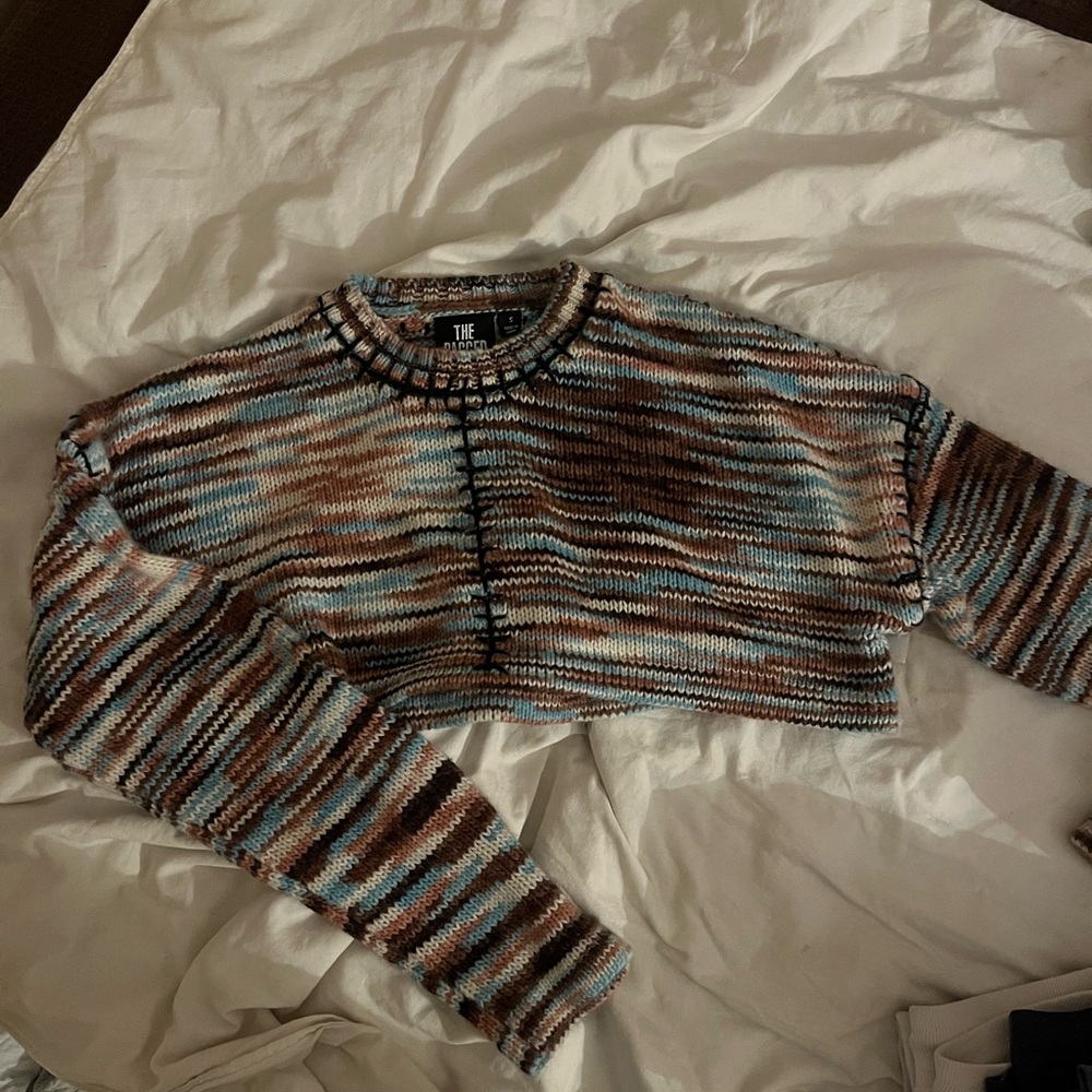 The Ragged Priest Multicolor Striped Cropped Sweater